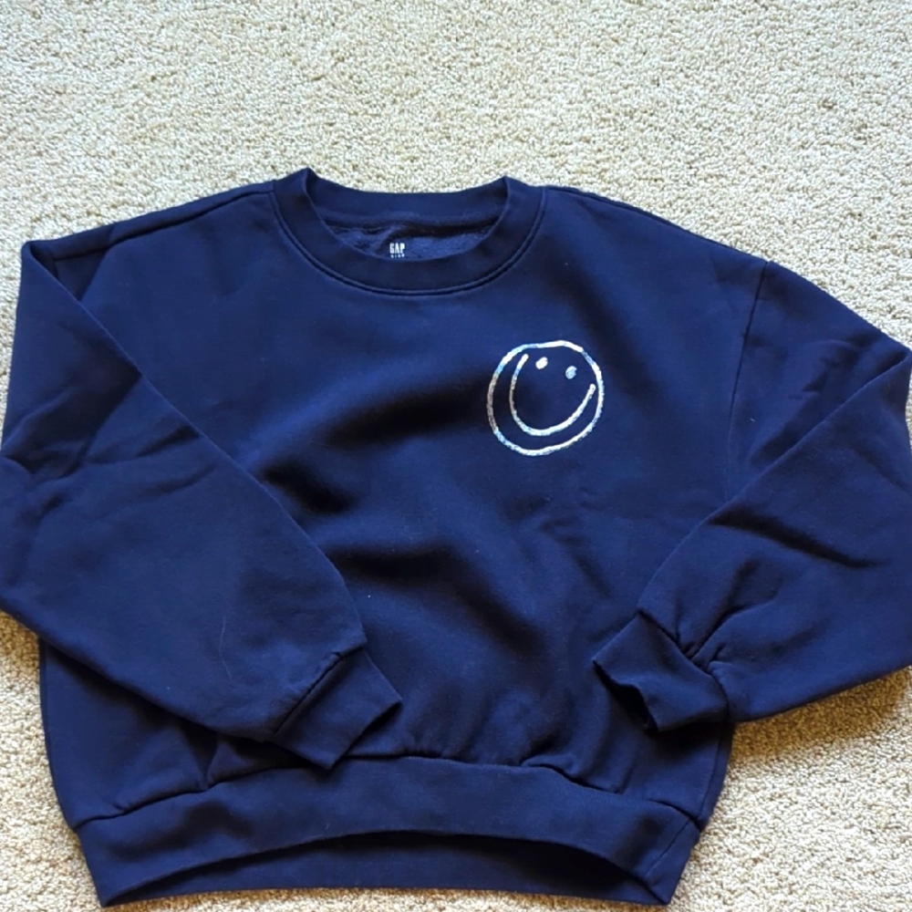 Gap Girls Navy Blue Smiley Sweatshirt -Never Used